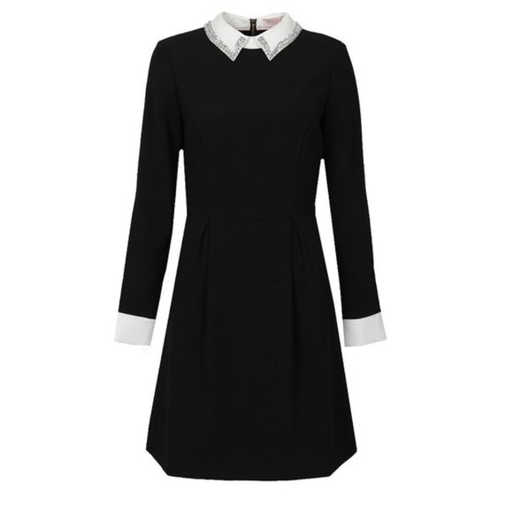 Ted Baker Timu Black Ponte Embellished collar black dress size 3 nwt - Picture 4 of 6